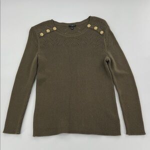 Talbots Knit Sweater Gold shoulder Buttons goblincore grunge nature forest
